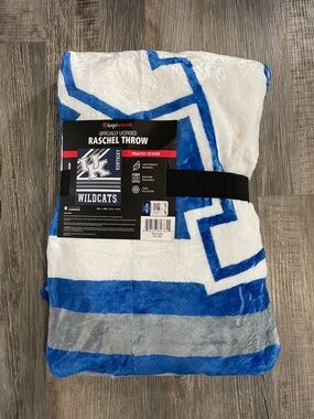 Logo Brands Kentucky Wildcats Blue and White Raschel Throw